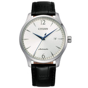 Citizen Automatico NJ0110-18A - cinturino nero - cassa acciaio - quadrante argento con datario
